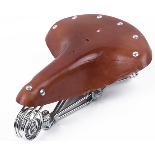 1pc 4 Colors Leather Bicycle Bike Vintage Cowhide Cycling Saddle Seat+2*Wrenches