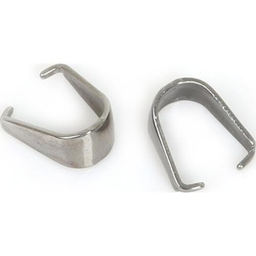 High Quality 20Pcs 5x8x10.5mm Stainless Steel Pinch Clips Bails Charm Necklace Connectors For DIY Jewelry Finding Accessories