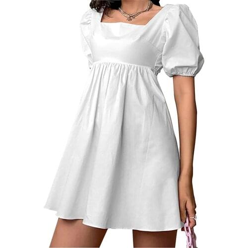 Women Dress Cute Princess Puff Short Sleeve Summer Party Backless Clothing For Women d88