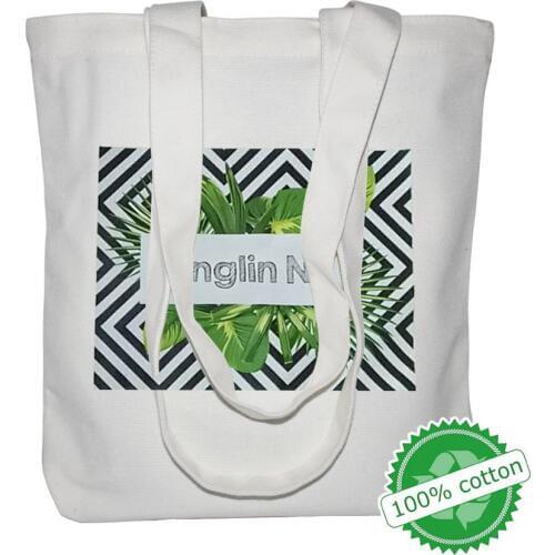 100PCS/Lot High-Quality Reusable Organic Cotton Shopping Bag Canvas Tote Print Logo