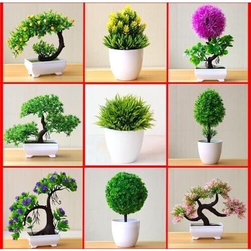 39Styles Artificial Plants Flower Bonsai Home Garden Office Hotel Bedroom Living Room Desktop Ornament Fake Plants Potted Bonsai