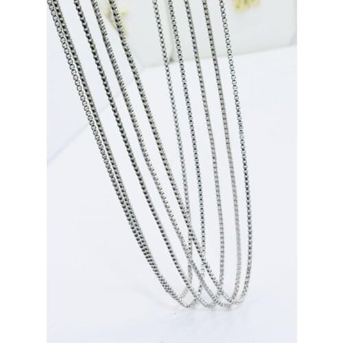 5pcs 45+5cm 316Stainless Steel Box Chain High Quality Fadeless Jewelry Link DIY Necklace 2 Colors Nickle Free and Lead Free
