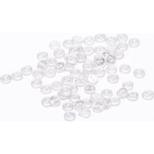 50pcs 9mm Sparkle Glitter Resin Round Doll Buttons For 2 Holes Sewing Accessories Embellishments DIY Crafts