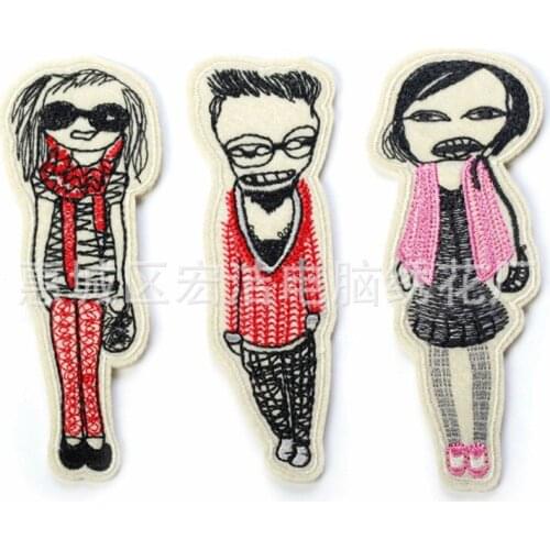 6pcs/lot Embroidery Patches Brooch Clothing Decoration Accessories Pink Girl Rock Glasses Diy Iron Heat Transfer Applique