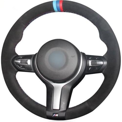 DIY Black Suede Leather Steering Wheel Cover for BMW F87 M2 F80 M3 F82 M4 M5 F12 F13 M6 X5 M F86 X6 M F33 F30 M Sport