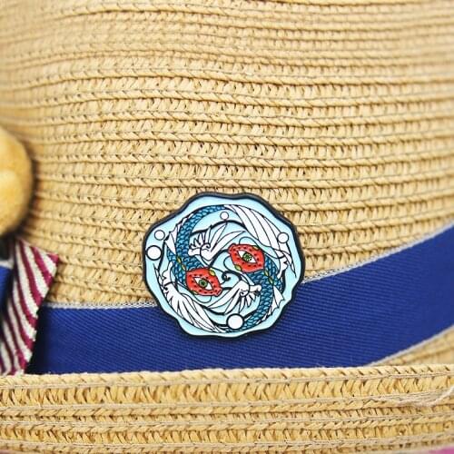 Red eyes Flying fish Enamel Brooch Pisces constellation Lapel Pin Angel wing carp Custom Badge Jewelry accessories