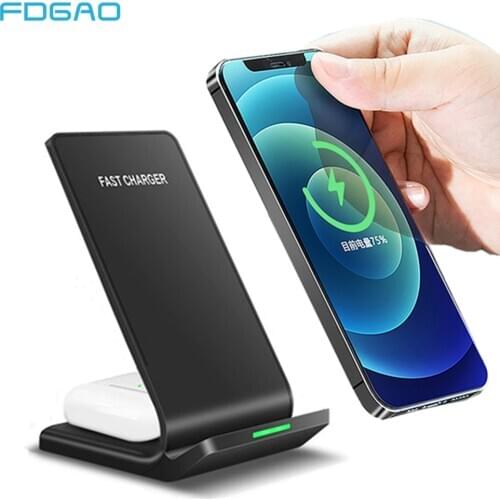 FDGAO 15W Fast Wireless Charging Holder Qi Induction Charger Stand For Samsung Galaxy Note 20 S21 S20 For iPhone 8 X XS XR 12 11