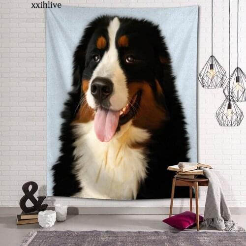 Bernese Mountain Dog Tapestry Customizable Bohemian Wall Hanging Room Carpet HD Tapestries Art Home Decoration Accessories