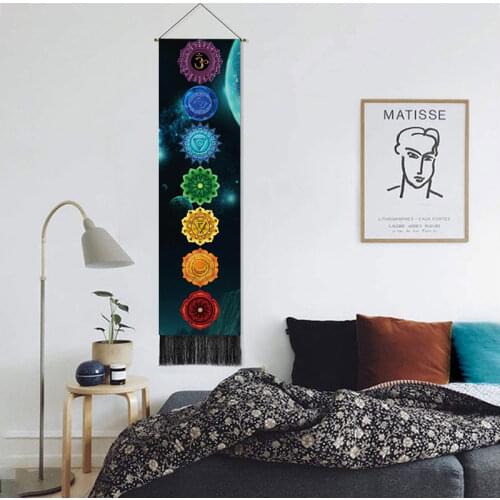 Indian Mandala Seven Chakras Home Decoration Planets sTapestry Hippie Flowers Wall Hanging With Tasseles Art Wall Carpet Cloth