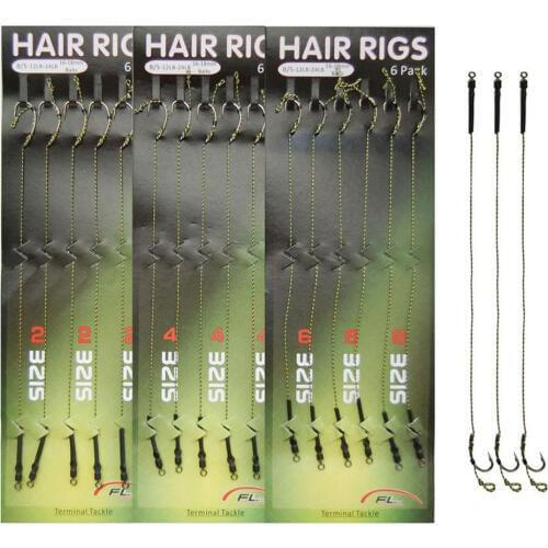 JSM 18pcs=3packs Carp Fishing Hair Rigs Braided Thread 8245 Curve Shank barbed carp Hook for Carp Rigs Fishing Terminal Tackle