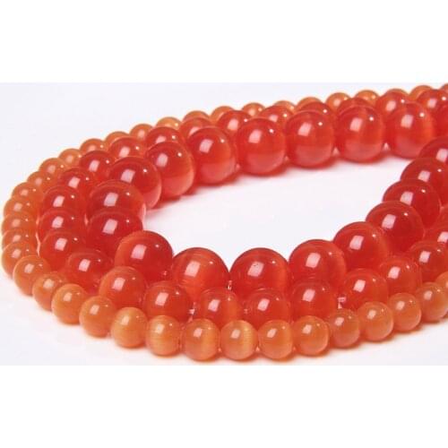 Red Cat Eye Glass Beads 4/6/8/10/12mm Round Loose Gem Stone Beads for DIY Jewelry Making Bracelet Necklace Supplies Charm Beads