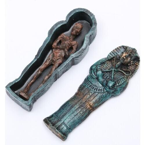 Creative Resin Egypt Mummy Figurine Sculpture Skull Craft Statues for Decoration Halloween Home Decor Aquarium Decor Gift