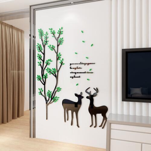 Creativity Ins circle flower vine DIY Childrens room bedroom living room TV background wall decoration 3D acrylic wall stickers