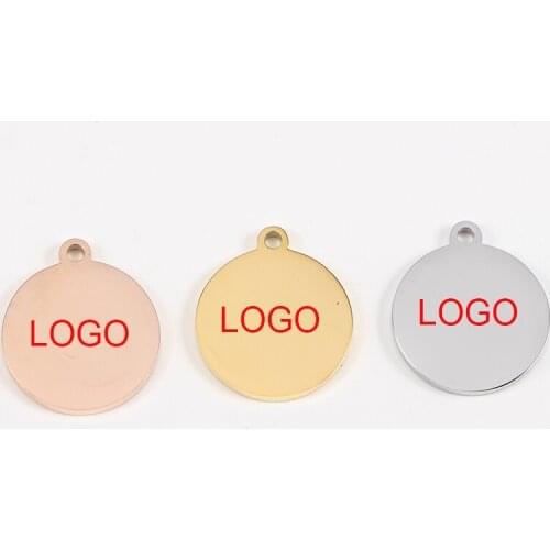 22*19mm Round Circle Charms Stainless Steel Mirror Polished Pendant Custom Made Logo Charms For Bracelet Making 20pcs/lot
