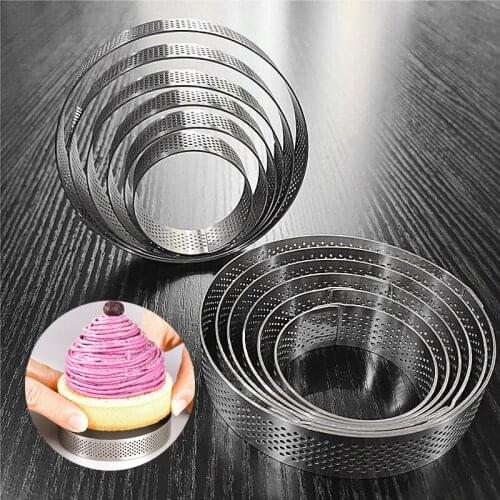 Circular Tart Ring Dessert Stainless Steel Fruit Pie Quiche Cake Mousse Mold Kitchen Baking Mould