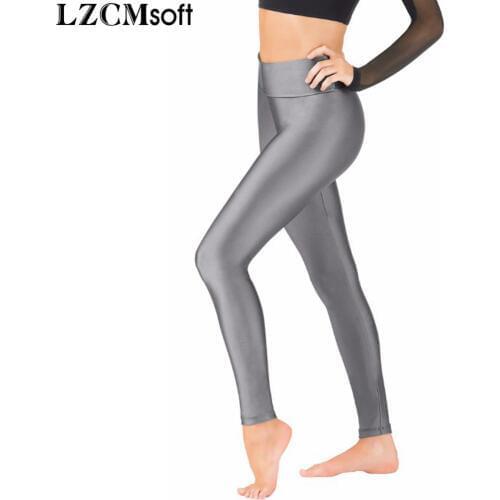 LZCMsoft Gray Leggings Women High Waisted Gymnastics Leggings Dance Pants Lycra Spandex Skinny Pants Girls Workout Bottoms