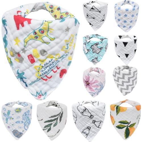 Muslin Baby Bibs Girls Boys Cloth Babador Feeding Towel Baby Bandana Bibs Bebe Smock Burp Cloths Accessory Infant Saliva Towel
