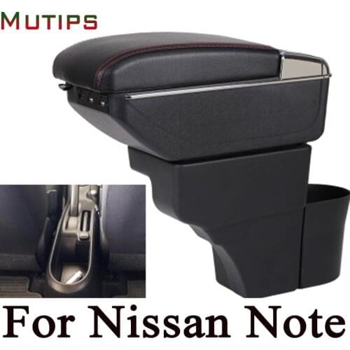 Mutips for Nissan note car armrest storage box USB interface arm rest center central console accessories interior 2016 2017 2018