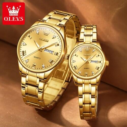 OLEVS couple watches pair men and women Waterproof quartz watch18k gold luxury business diamond watch luxury couples gifts reloj