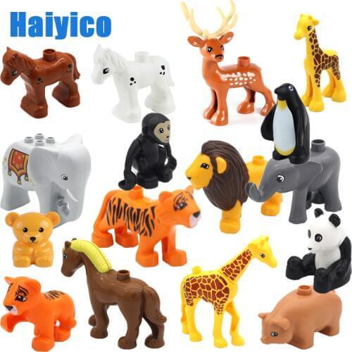 Animal Zoo Original Big Building Blocks Classic Accessories Compatible with Duplo Figure Set Bricks Children Baby Toys DIY Gift