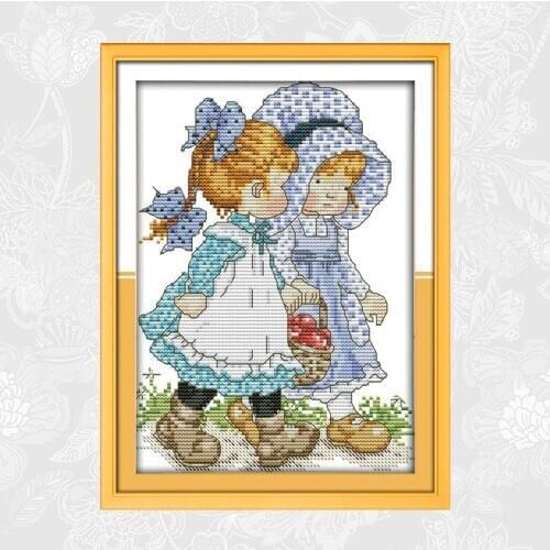 Go hand in hand Printed on Canvas Cross Stitch kits 14CT 11CT Embroidery Handmade Needlework Cross-stitch Beginner Crafts