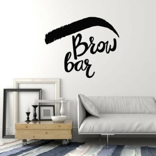 Brow Bar Sign Vinyl Wall Decal Brow Bar Makeup Window Sticker Woman Beauty Salon Art Mural Eyes Wallpaper Home Decor M78