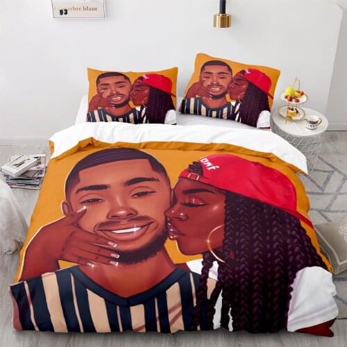 New African Girls Duvet Cover Digital Printing Quilt Cover Black Couples Bedding Set Queen King Size Comforter Cover Bedclothes