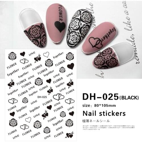Black Flower Nail Polish Equipment Nail Sticker Set Nails Decoration Accesoires Nail Supplies Press On Nails Stickers and Decals