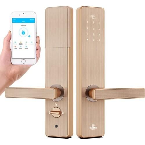 Password Apartment Lock App Remote Control Bluetooth Gateway Smart Doorlock IC Card Office Locks Rental House Lock Gold 2019New