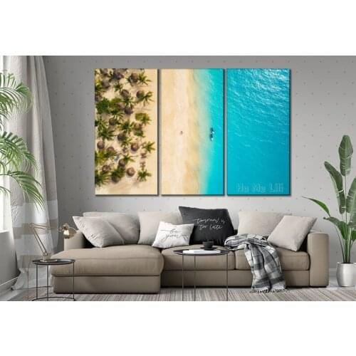 Beach Canvas Wall Art Aerial View Palm