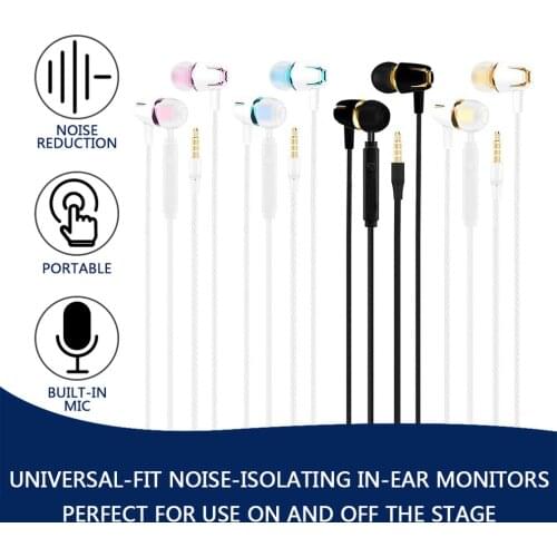 Wired Earphone Electroplating Bass Stereo In-ear Headphone With Mic Hansfree Call Phone Earphone For Android IOS
