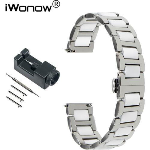 20mm 22mm Ceramic & Stainless Steel Watch Band for Luminox Men Women Quick Release Strap Wrist Bracelet Black Rose Gold Silver