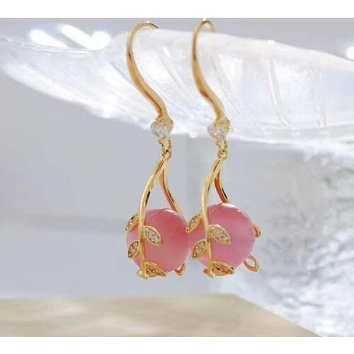 Pink Bead Pendant Elegant Lady Earrings Exquisite Candy Color Trend 2020 New Fashion Simple Jewelry Earrring Prevent Allergy