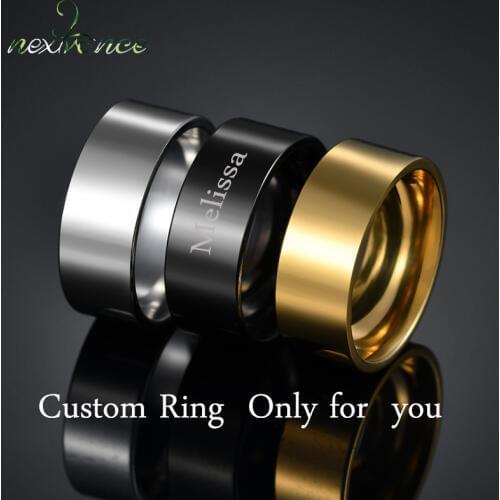 Nextvance High Polishing Wide Band Finger Rings Stainless Steel Custom Engrave Name Ring For Lover Friend Personalized Gift