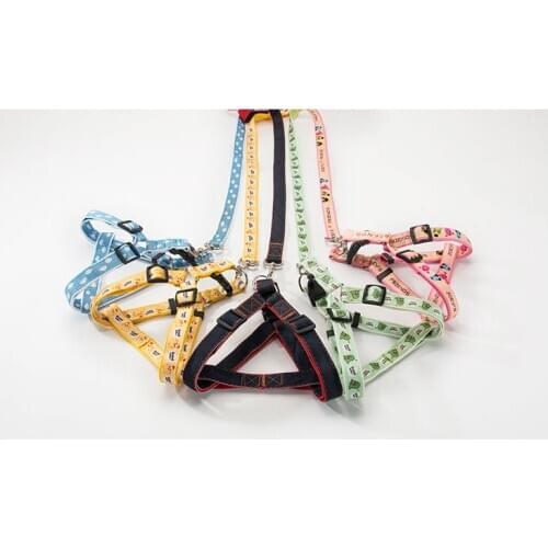 Pet Dog Harness Cute Cartoon No Pull Adjustable Cat Dog Leash Vest Running Leash Strap Belt for Small and Medium Dogs
