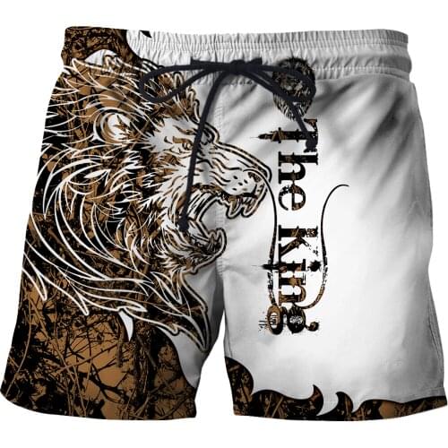 Animal Beautiful Love Lion 3D All Over Printed Mens Shorts Unisex Streetwear Shorts Summer Beach Polyester Casual Shorts 01
