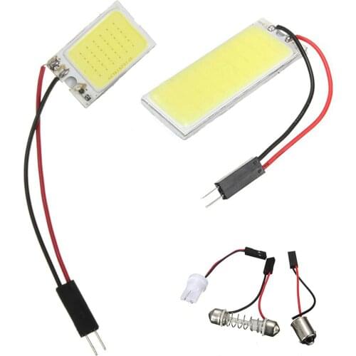 T10 Panel SMD COB LED Car Reading Bulb/ Ceiling Lamp White Pure + T10 / BA9S / Dome Festoon Adapters