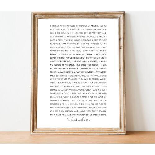 Bible Verse Scripture Print 1 Corinthians 13 Minimalist Poster Christian Wall Art Canvas Painting Picture Home Room Wall Decor