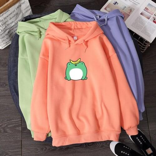Frog Hoodie Oversized Clothes Harajuku Women Unisex Clothing Pullover Oversize Soft Sweatshirts Feminine Itself Sudadera Mujer