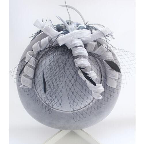 Vintage Bridal Hats Part Hats Ivory, Navy Hats Feathers with Netting Free Shipping Gray Bridal Hats