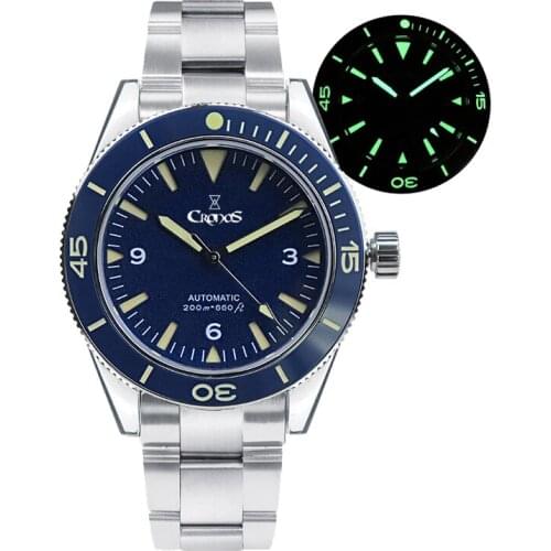CRONOS Sea Master Diving Watch 200M Water Resistant Sandwich Super C3 Luminous Dial NH35 Automatic Movement Rotating Bezel