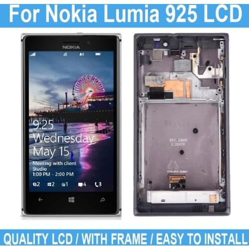 4.5" For Nokia Lumia 925 LCD Touch Screen For Nokia Lumia 925 Display Digitizer Assembly Replacement Repair Parts With Frame