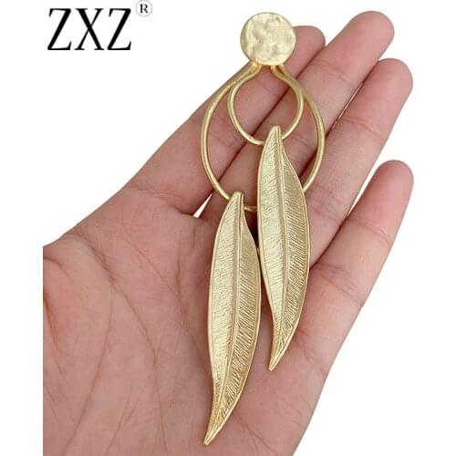 ZXZ 2pcs Matt Gold Large Boho Style Leaf Charms Pendants for Necklace Earring Jewelry Making Accessories