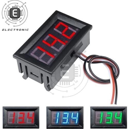 0.56 Inch Digital Voltmeter DC0-30V Digital Voltmeter Voltage Panel Meter Red/Blue/Green For 5V 12V Electromobile Motorcycle Car