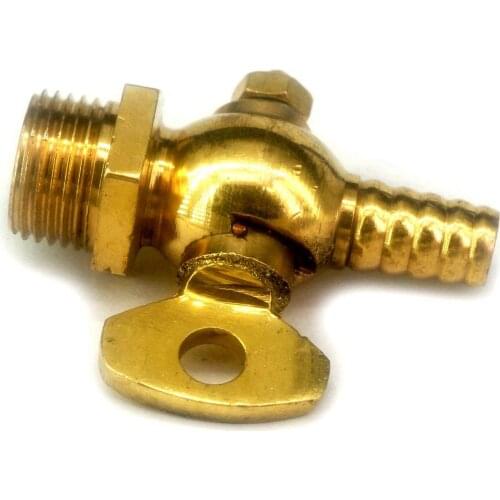 1/2" BSP Male x 10mm Hose Barb Brass Drain Petcock Shut Off Valve Heavy Duty Water Gas Oil 0.8 Mpa