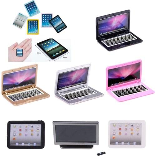 1PC Diy Accessories Simulation Mini Laptop Computer Flat-Panel LCD TV Tablet PC Miniature Crafts doll house Deco 1:12 doll house