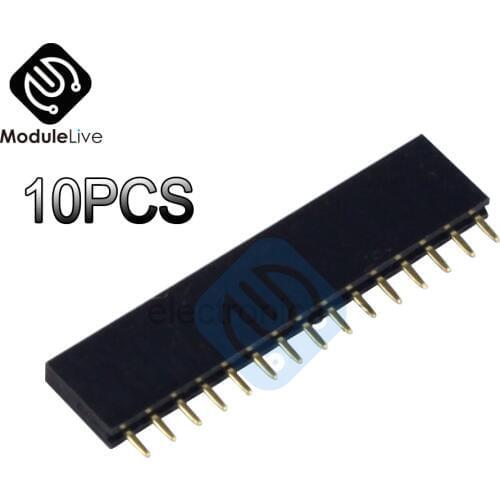 10Pcs Single Row Straight Female Pin Header 2.54mm Pitch Strip Connector Socket 15Pin 15 Pins 2.54 MM High Quality