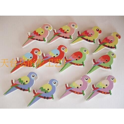 100pcs Mixed Wooden Buttons Bird Pattern Fit Sewing and Scrapbook 3.5x1.7cm Scrapbooking Sewing Accessories