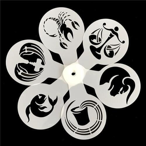 12 constellation fancy coffee powder pad Coffee flower mold baking tools cake powdered sugar screen spray mold coffee accessorie