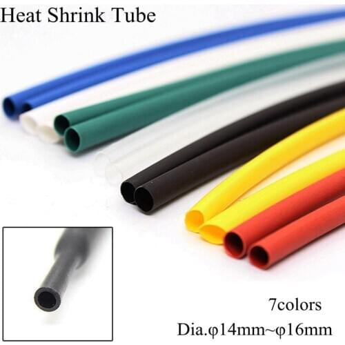 14mm 15mm 16mm Heat Shrink Tube Heatshrink Tubing Black Red Transparent Clear Yellow Blue Green White Cable Sleeve Wrap Wire